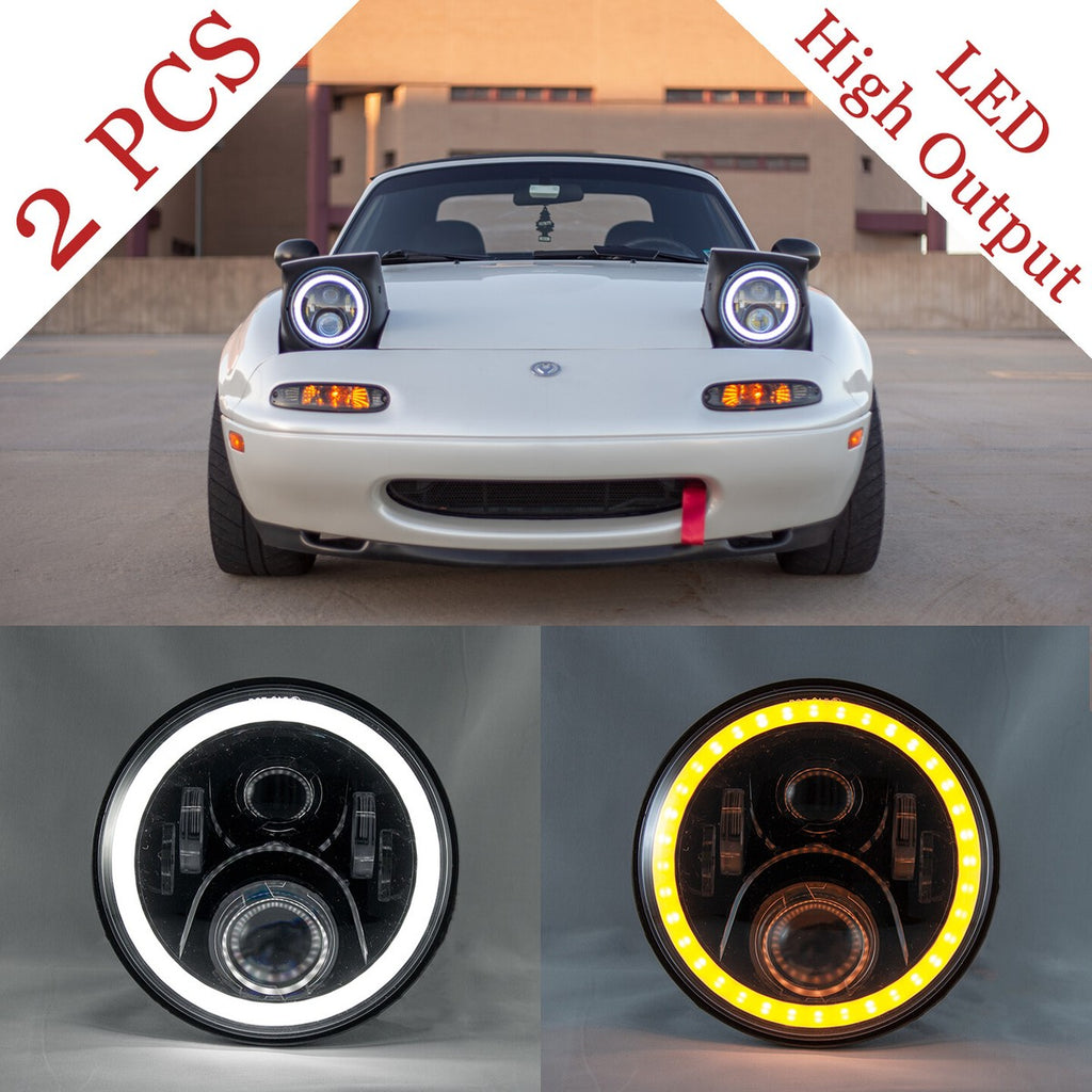 7″ LED Halo Headlights for Mazda MX-5 NA | DOT Approved